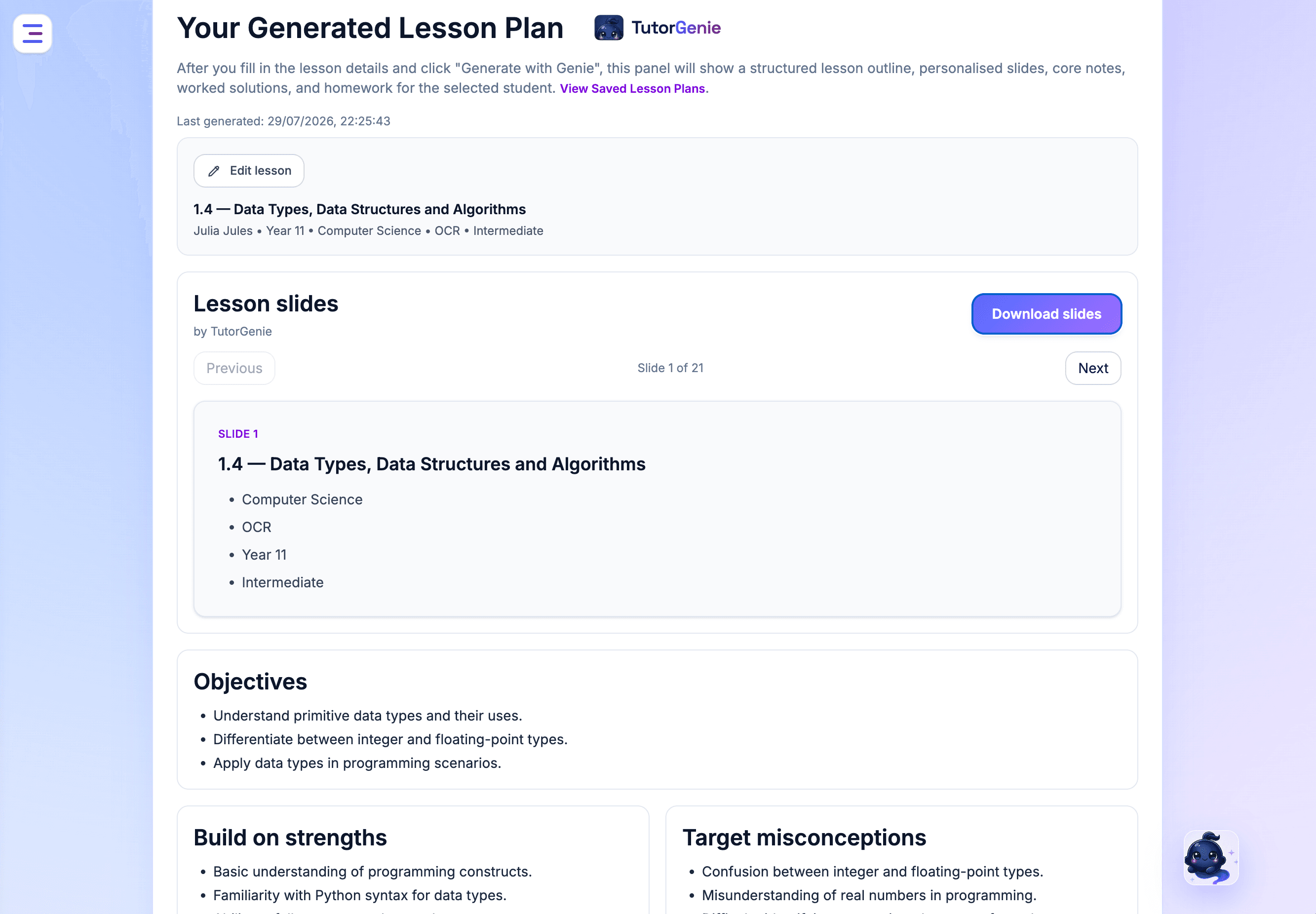 Generate slides instantly